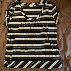 Cato XL black & grey striped cap sleeve cotton top